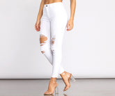 High Rise Destructed Denim Skinny Jeans insstreet